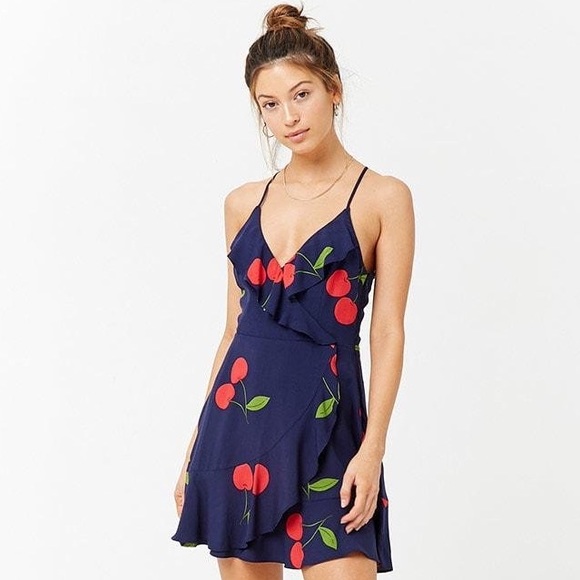 Dark blue cherry forever 21 sundress - Picture 2 of 4
